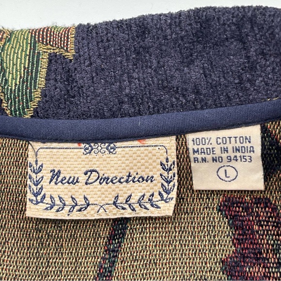 New Directions Floral Tapestry Jacket Artsy Boho Women's Size Large Floral Blue - Picture 9 of 12